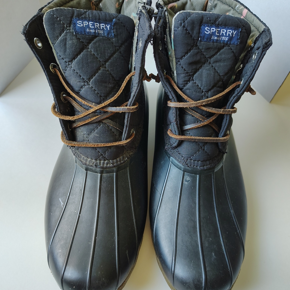 Sperry Black Quilted Duck Boots